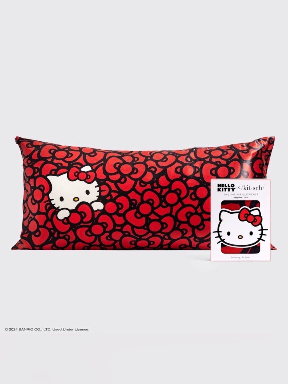 New Kitsch x Hello Kitty Pillowcase King - Hello Kitty Bathes in a Sea of Bows